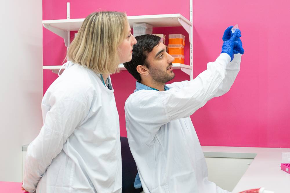 researchers in lab together